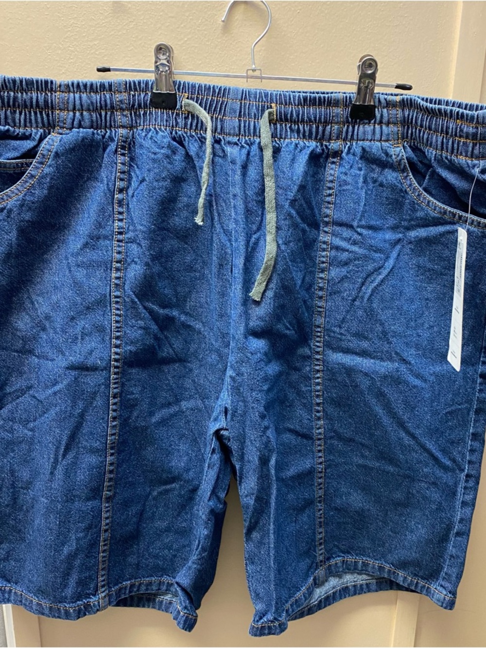 Men's Blue Drawstring Denim Shorts - Casual Elastic Waist